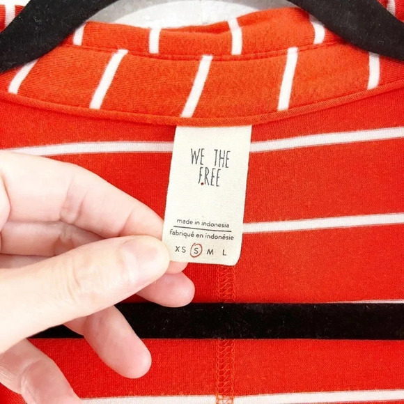 We the Free - Free People Red & White Striped Split Front Shirt Women's Small - Picture 7 of 7
